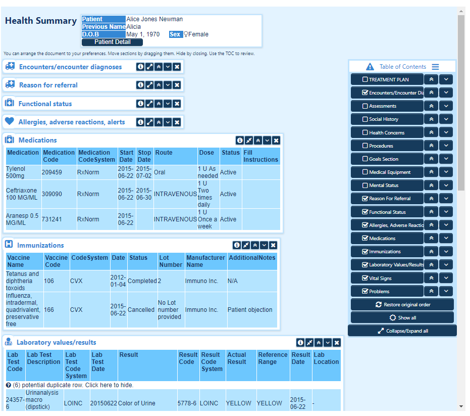 Patient Portal screenshot toView, Download, Transmit C-CDA Documents